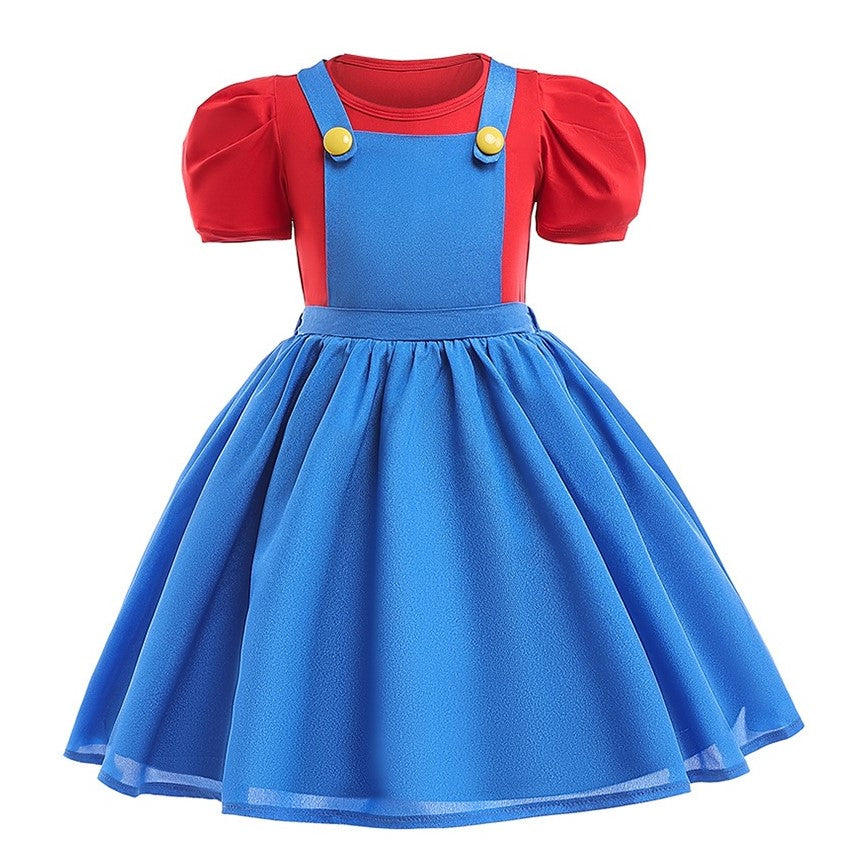 Vestido azul con rojo estilo Mario Bross