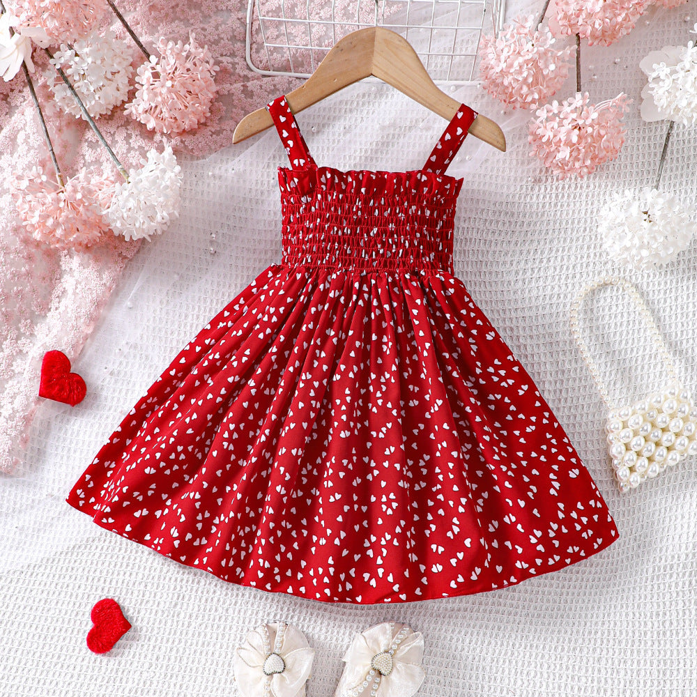 Vestido engomado bordo con estampas de corazones