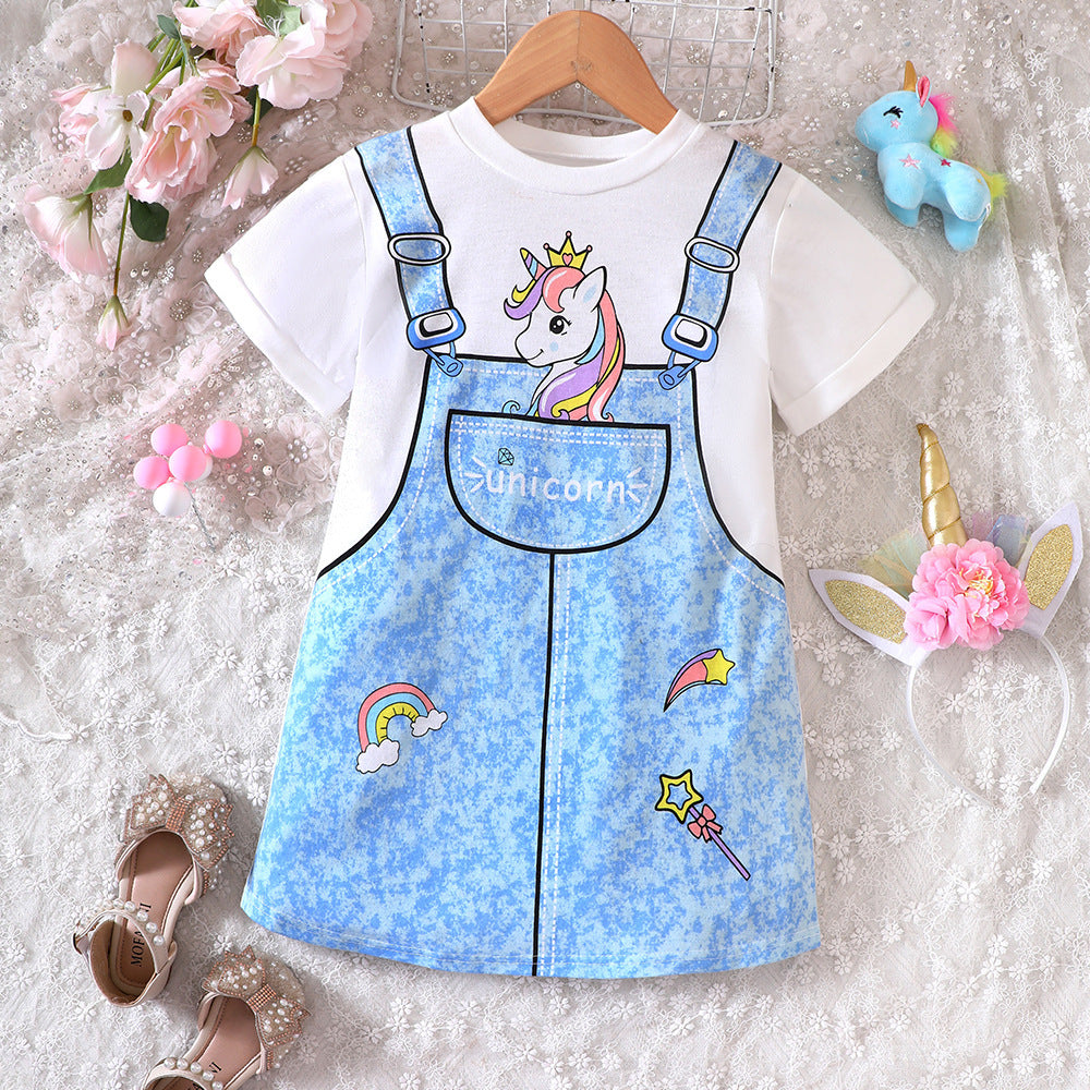 Vestido blanco con estampas de unicornio