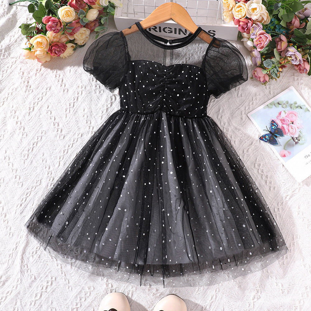 Vestido negro de tul con brillo