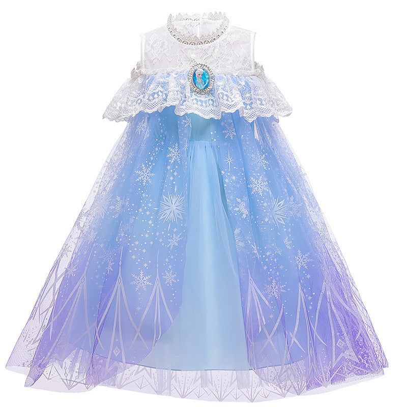 Vestido largo de Elsa Frozen con encajes