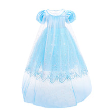 Carregar imagem no visualizador da galeria, Vestido celeste con lentejuelas de Elsa Frozen con capa
