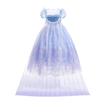 Cargar imagen en el visor de la galería, Vestido largo celeste y lila estilo Elsa Frozen con capa separable
