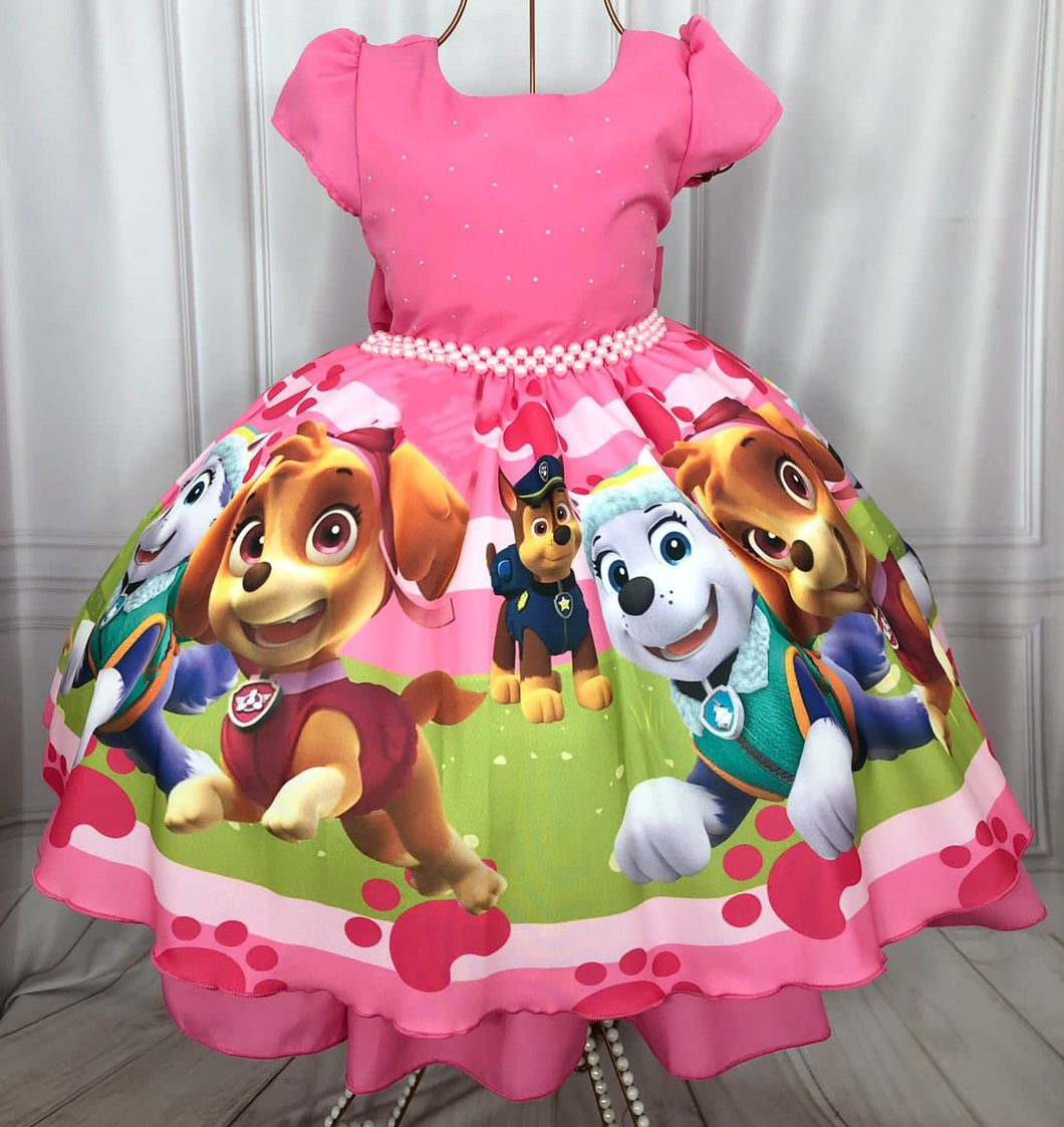 Vestido pink con estampas de Paw patrol