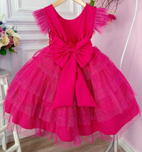 Carregar imagem no visualizador da galeria, Vestido pink escalonado de Barbie con brillo
