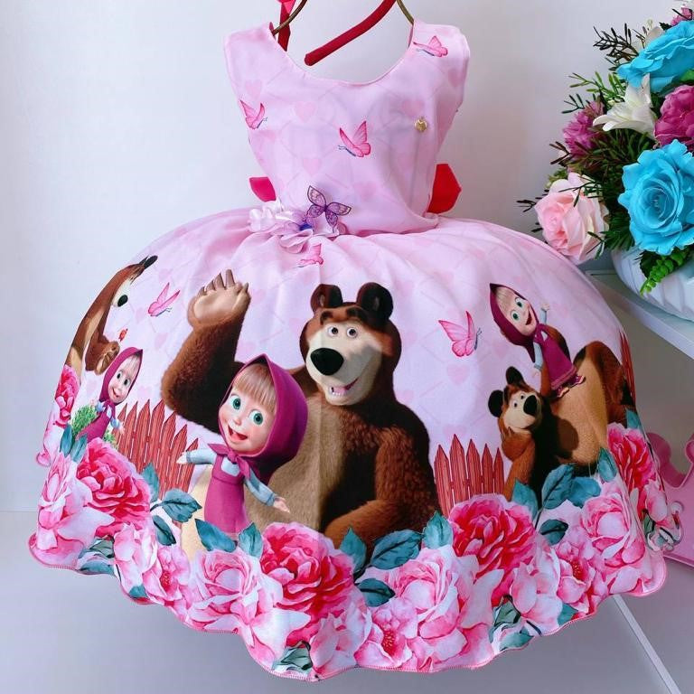 Vestido rosa de Masha y el Oso  con moño