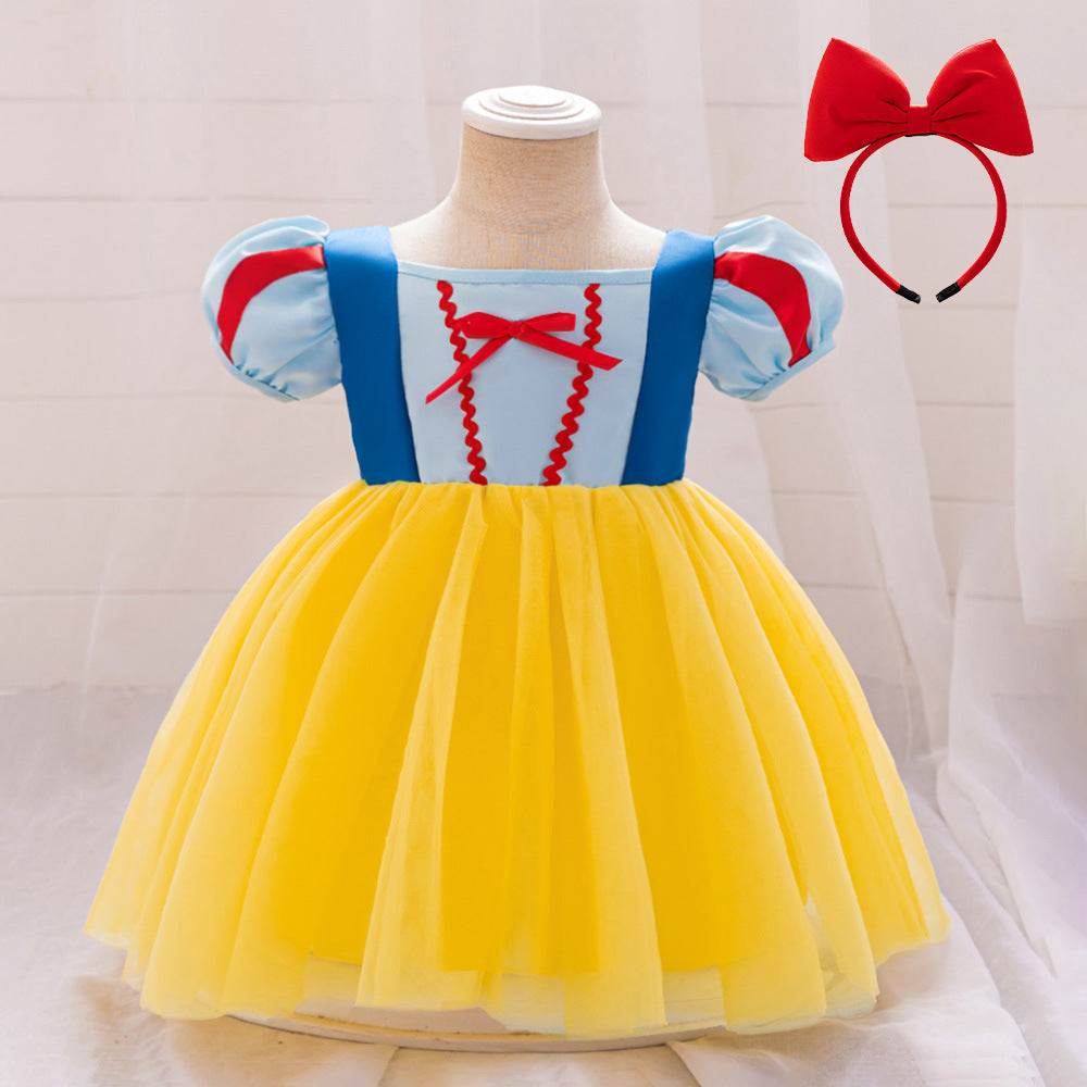 Vestido con mangas abullonadas de Blancanieves con vincha