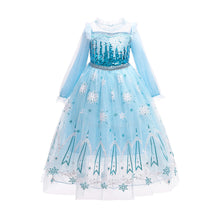 Cargar imagen en el visor de la galería, Vestido estilo Frozen celeste con lentejuelas y tul
