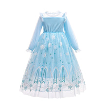 Cargar imagen en el visor de la galería, Vestido estilo Frozen celeste con lentejuelas y tul
