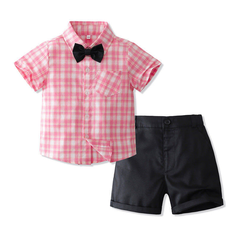 Camisa cuadrille con moño y short liso