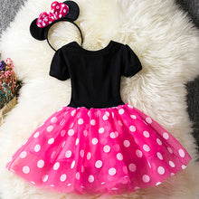 Carregar imagem no visualizador da galeria, Vestido, tutu con motas de Minnie Mouse, vincha incluido
