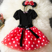 Carregar imagem no visualizador da galeria, Vestido, tutu con motas de Minnie Mouse, vincha incluido
