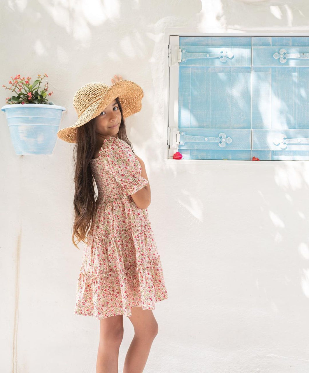 Vestido media manga engomado con flores