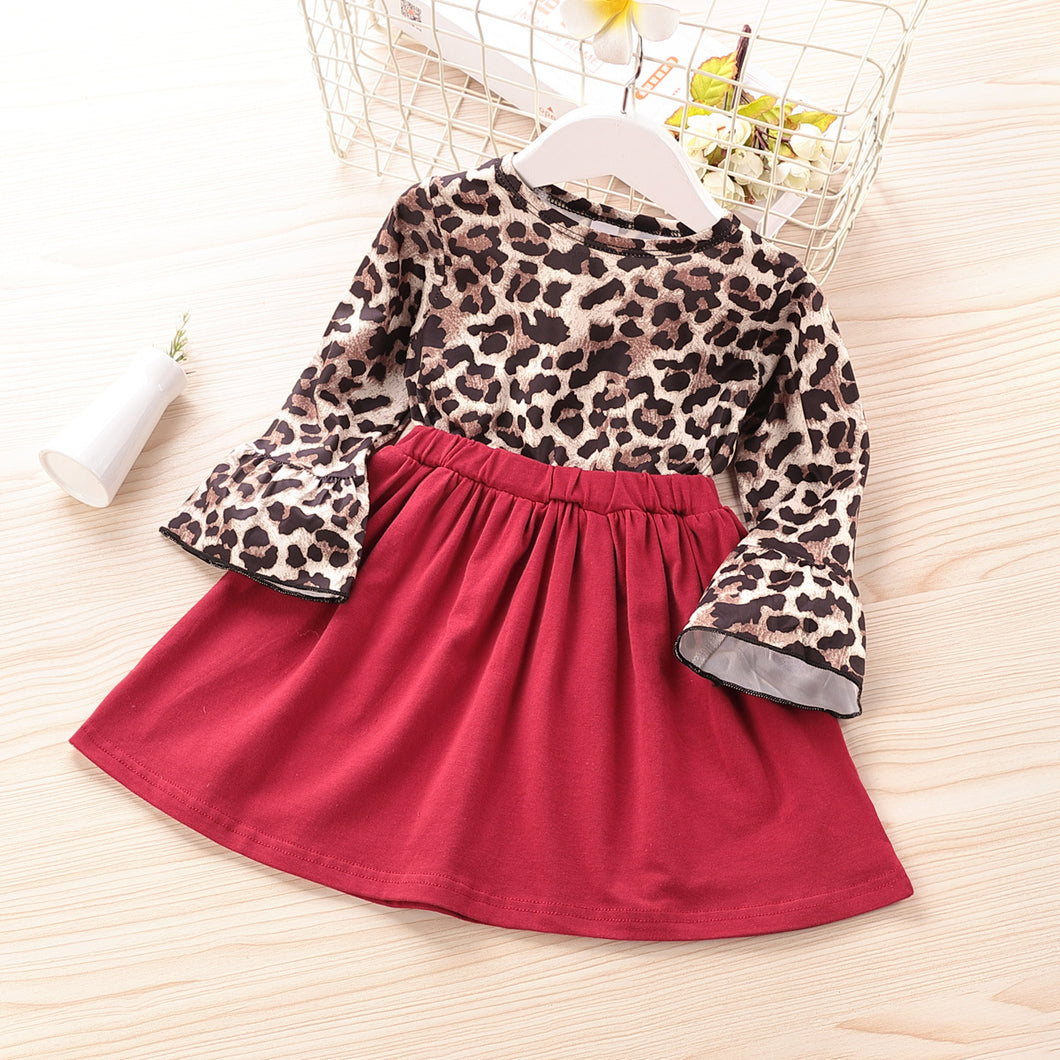 Vestido mangas largas animal print rojo