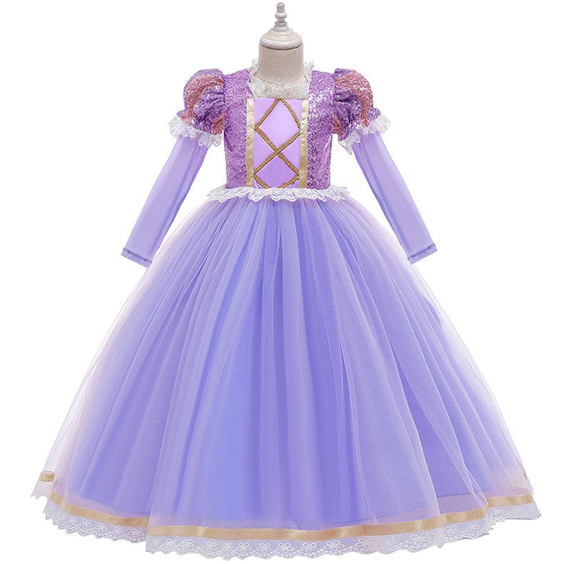 Vestido estilo Rapunzel manga larga con encaje