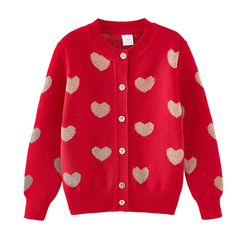 Abrigo campera de hilo con detalles de corazones