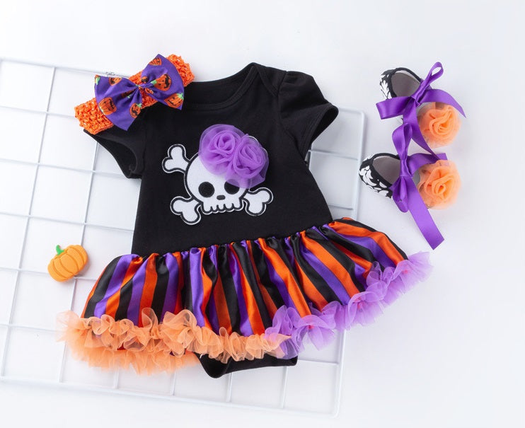 Vestido body de calavera con tutu vincha y zapato incluido