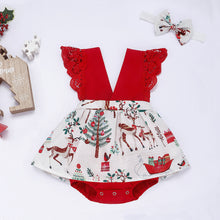 Carregar imagem no visualizador da galeria, Body vestido rojo con estampa navideño y vincha
