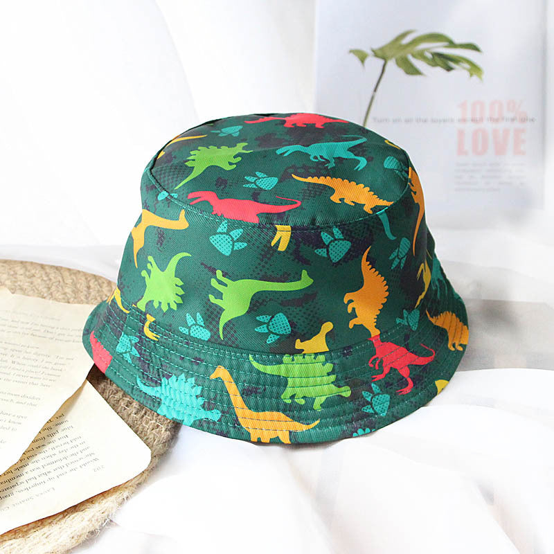 Sombrero de playa verde con estampas de dino